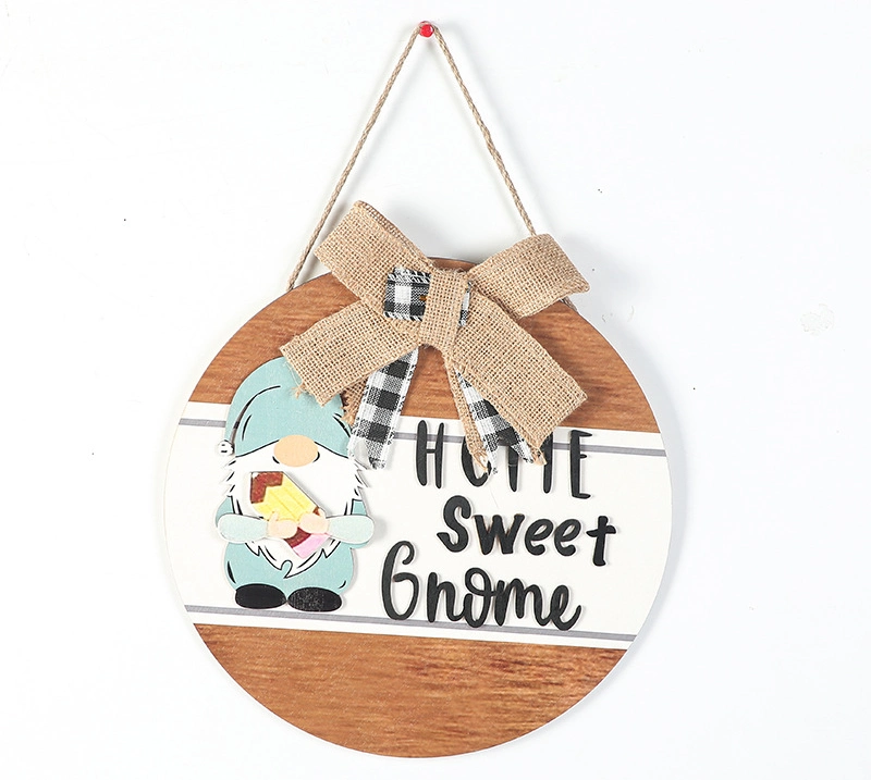 Easter Welcome Christmas Ornaments Hang on The Wall Printing Wooden Round Decoration Doorplate