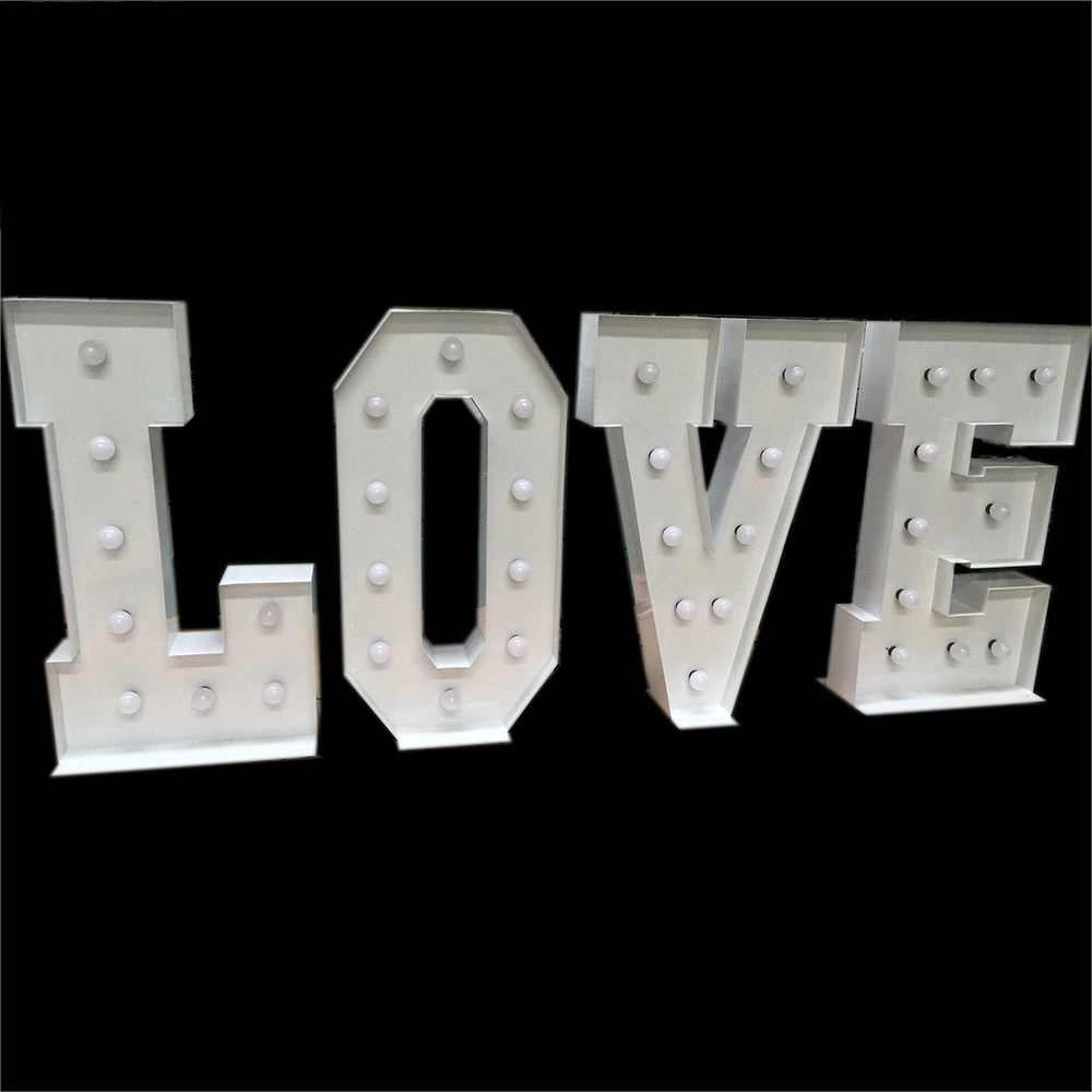 Decorative Metal LED Bulb Marquee Giant Love Letters with Love Heart