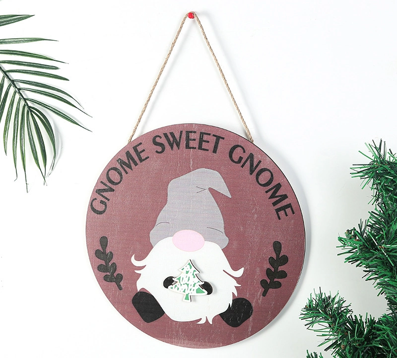 Easter Welcome Christmas Ornaments Hang on The Wall Printing Wooden Round Decoration Doorplate