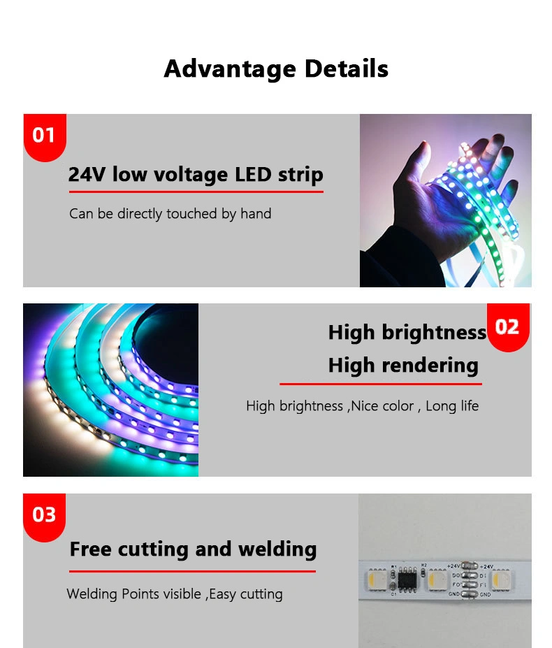 IP20 24V 5050RGBW 60LED/M External IC Full Color Wight Light LED Strip