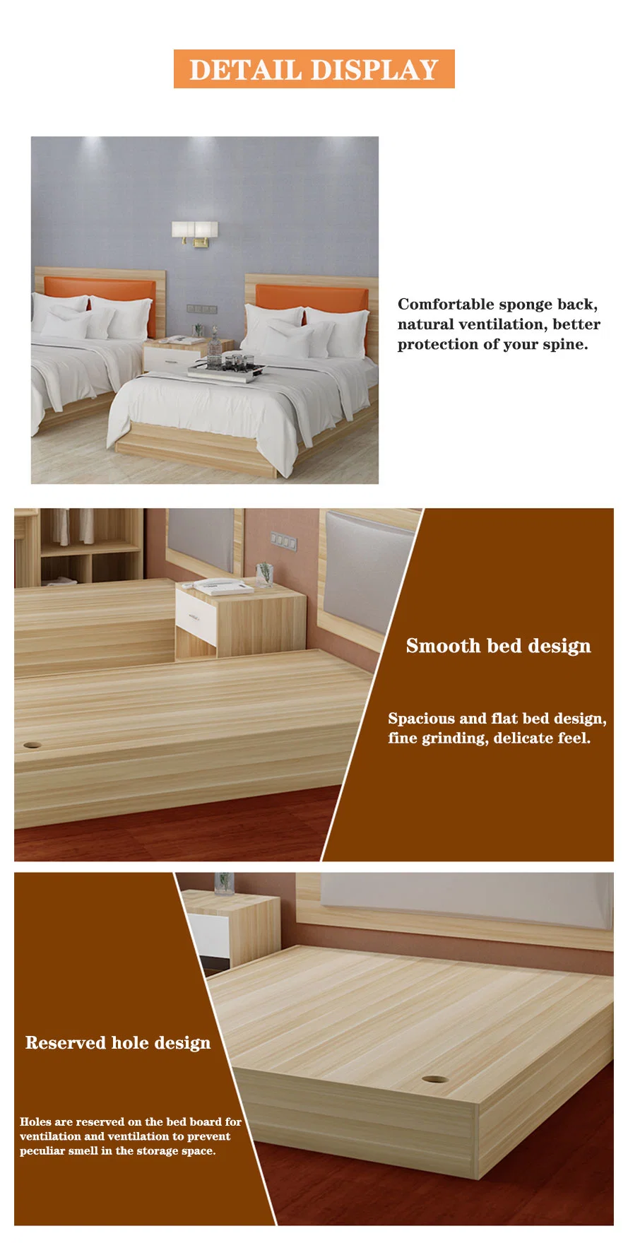 Custom Commercial Home Furniture Hotel for Five Star Project Light Luxury Bedroom Furniture