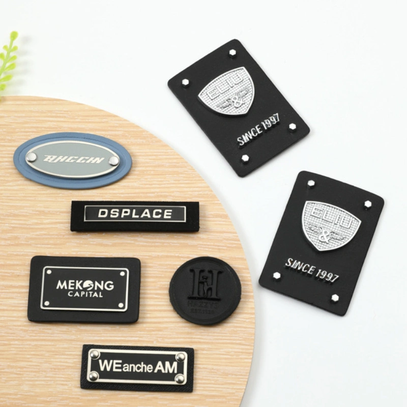 High-Grade Luggage Metal Leather Label PU Material Can Be Custom Letter Logo