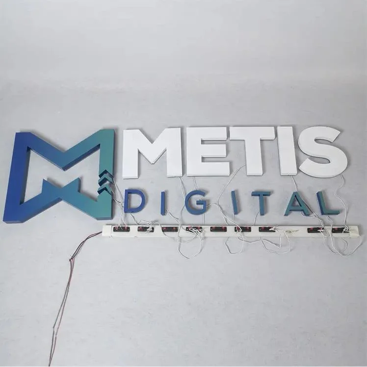 Backlit LED Stainless Steel Letters Acrylic Signboard Custom Shop Office Mall Illuminated Signage