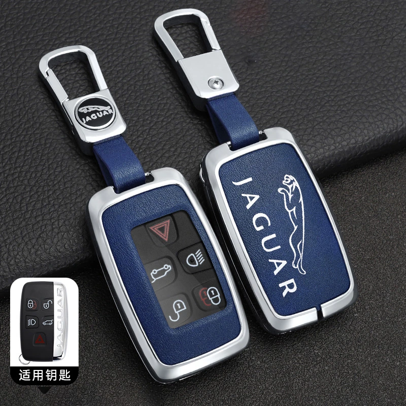 Replacement Remote Keyless Fob TPU Metal Leather Car Key Case for Jaguar