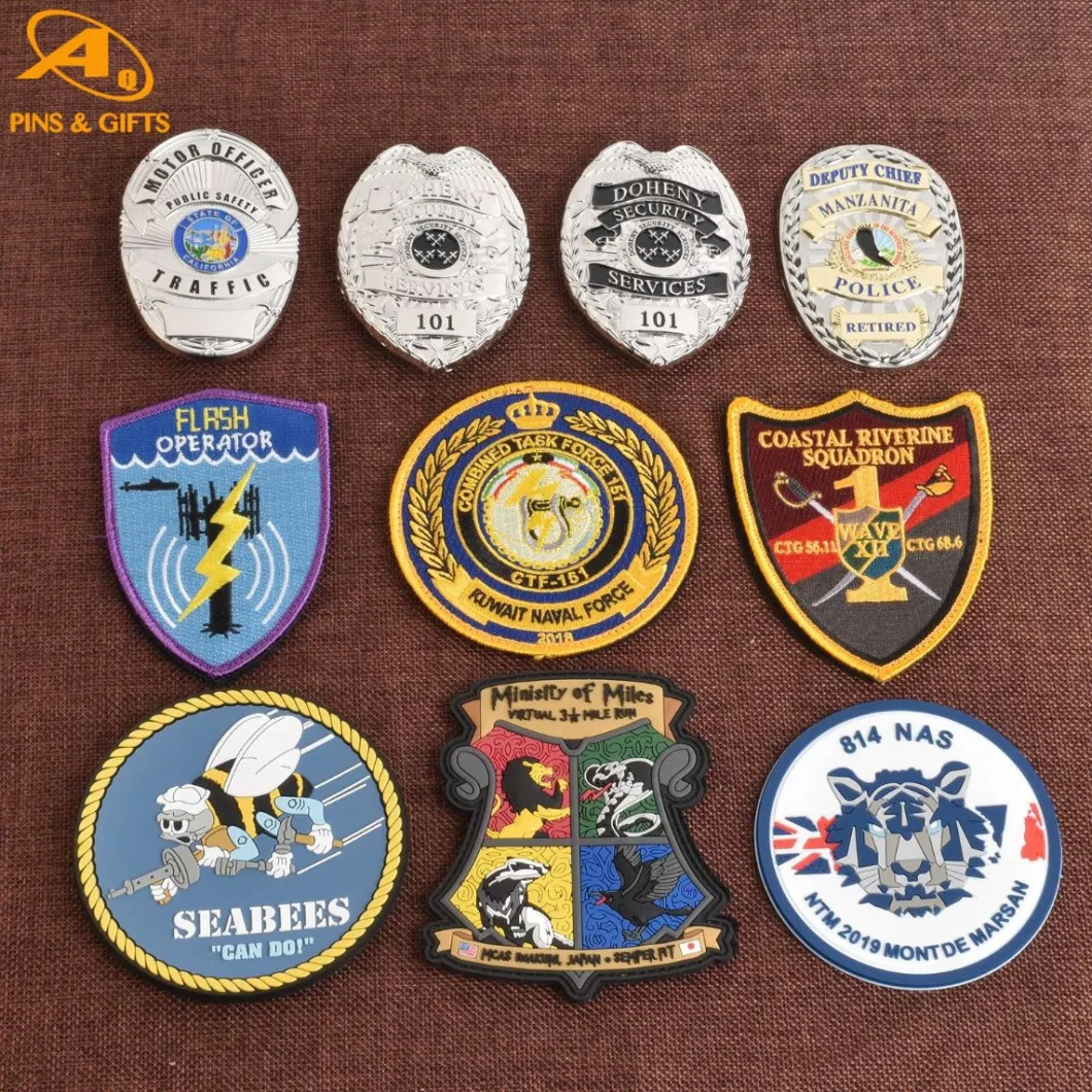 Wholesale Custom Embroidered Metal Military 3D Gold Auto Pin Badge National/Party/Army PVC/Plastic/Woven/Rubber Embroidery Clothing ABS Car Emblems