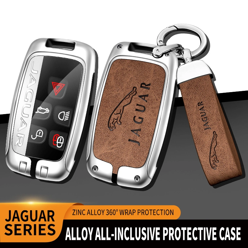 Car Logo Leather Zinc Alloy TPU Car Key Case for Jaguar