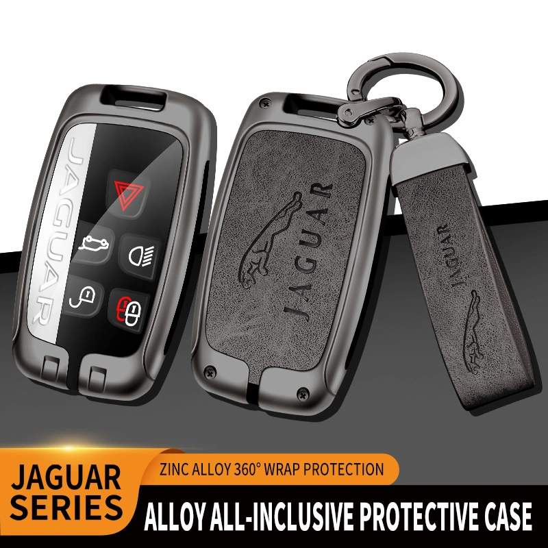 Car Logo Leather Zinc Alloy TPU Car Key Case for Jaguar