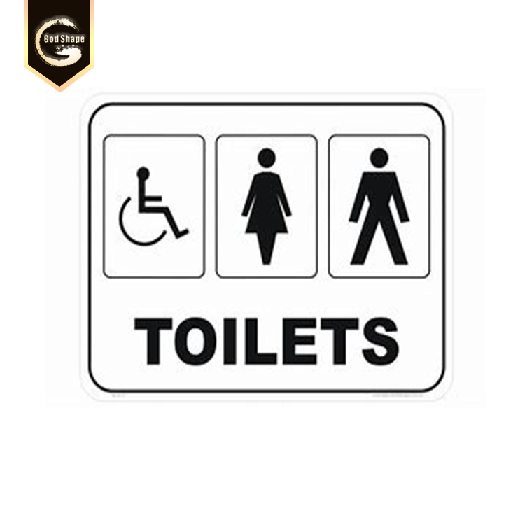 Toilet Sign with Left Arrow Wayfinding Sign Metal Plaque -0419L