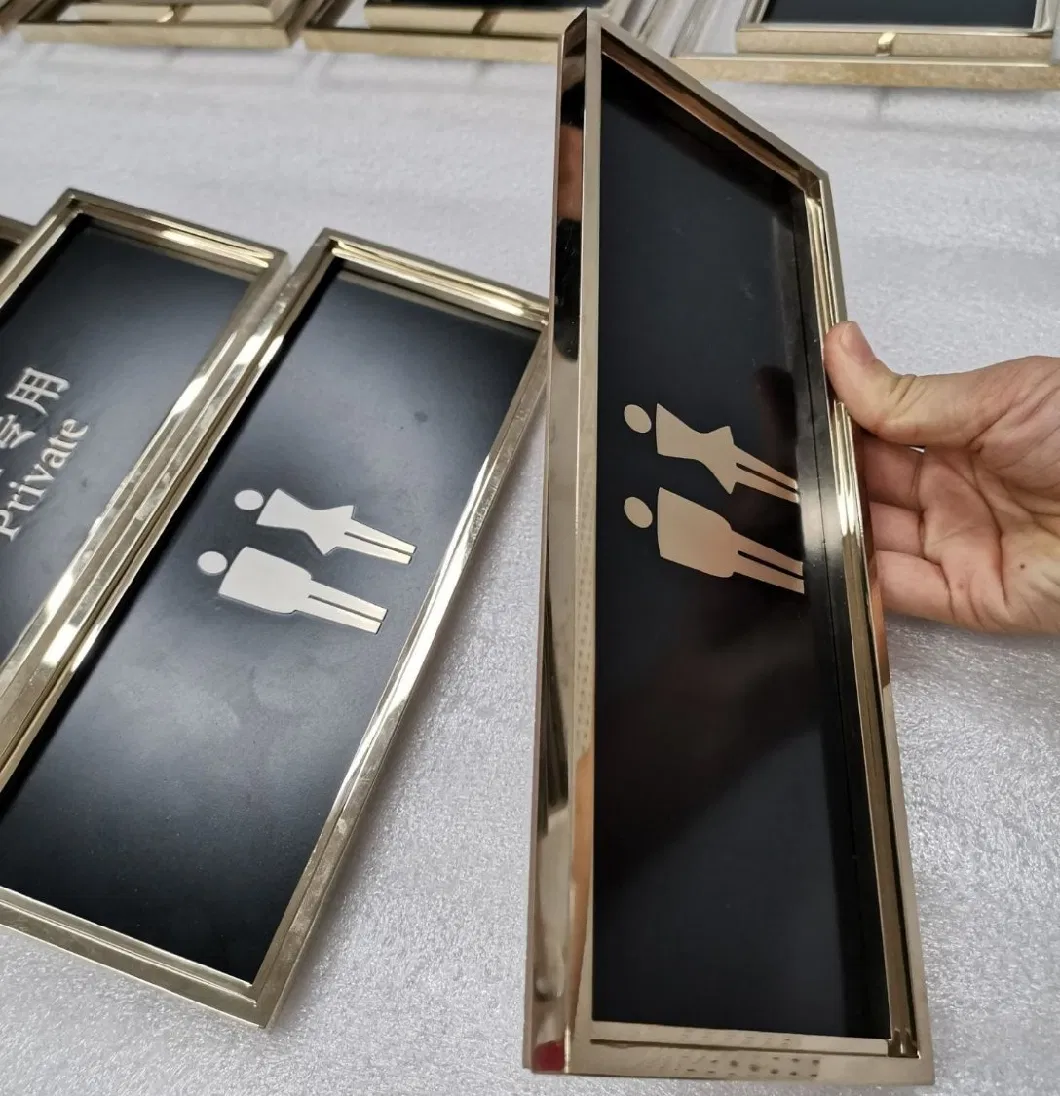 Toilet Signs Mirror Gold Finish Sign Etching Hotel Design 3D Signage