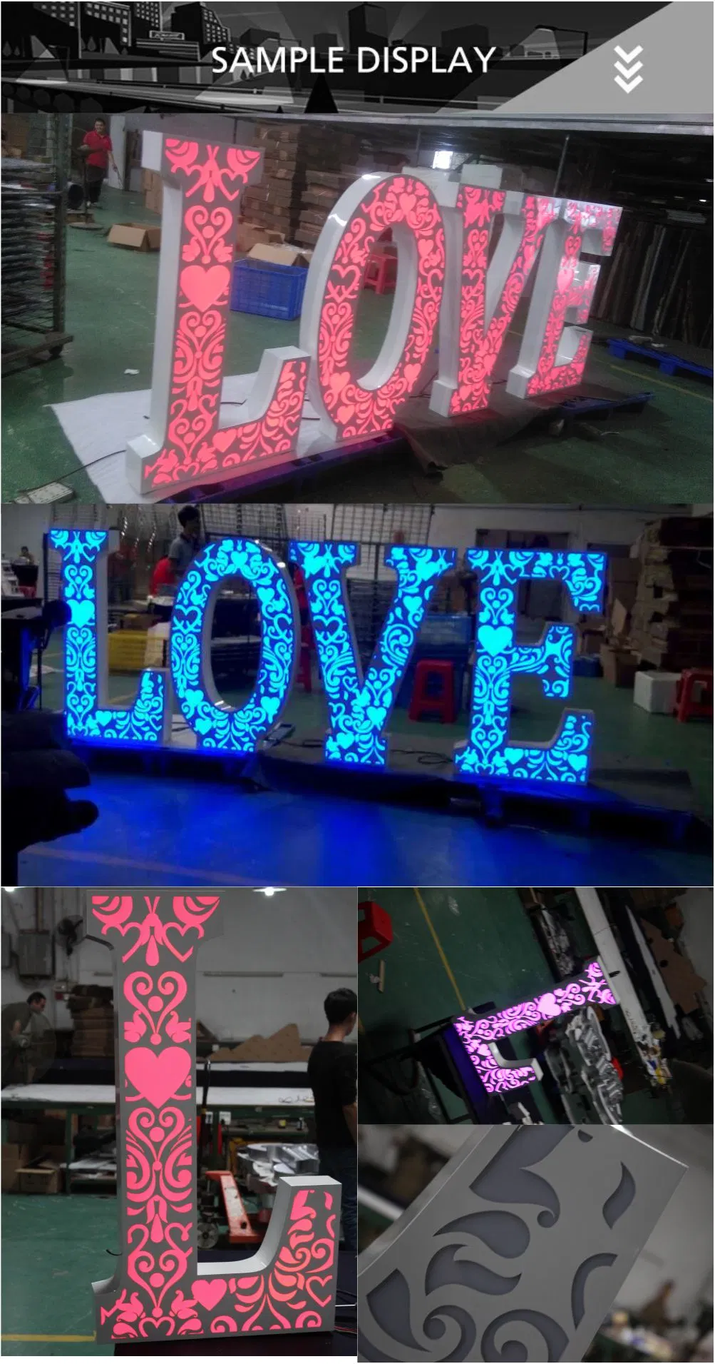 OEM LED Bulb Signs Metal Decorative Marquee Large Wedding Letters