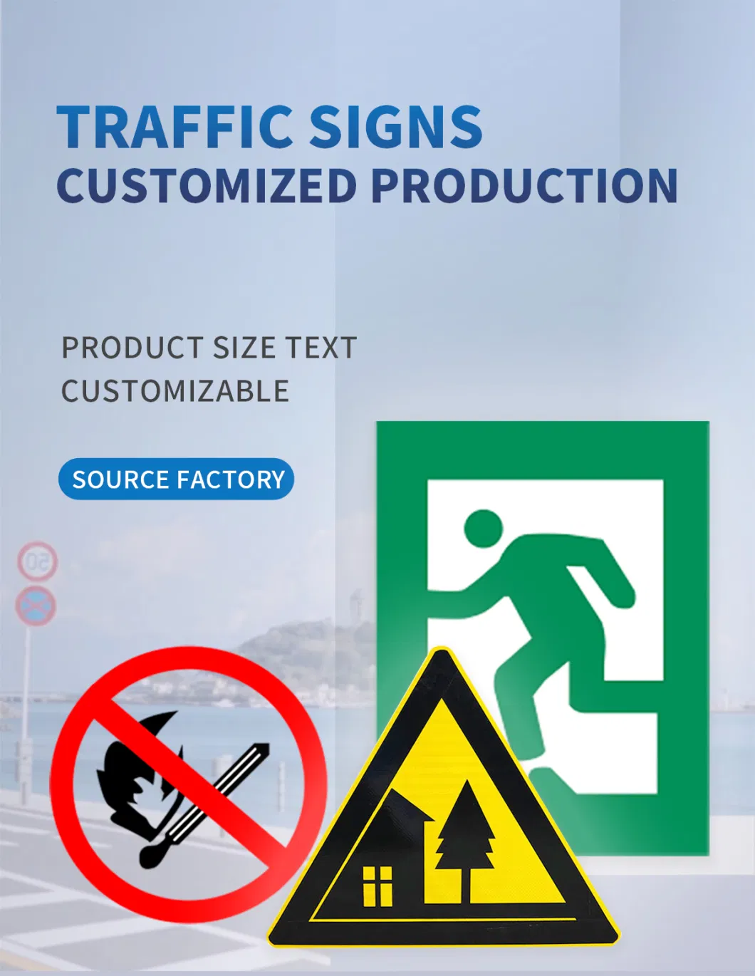 Custom OEM Safety Traffic Signs Board Warning Construction Sign for Factory