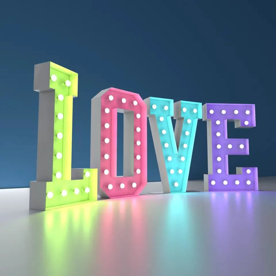 LED 3D Letters Love Sign Custom LED Marquee Light Letters