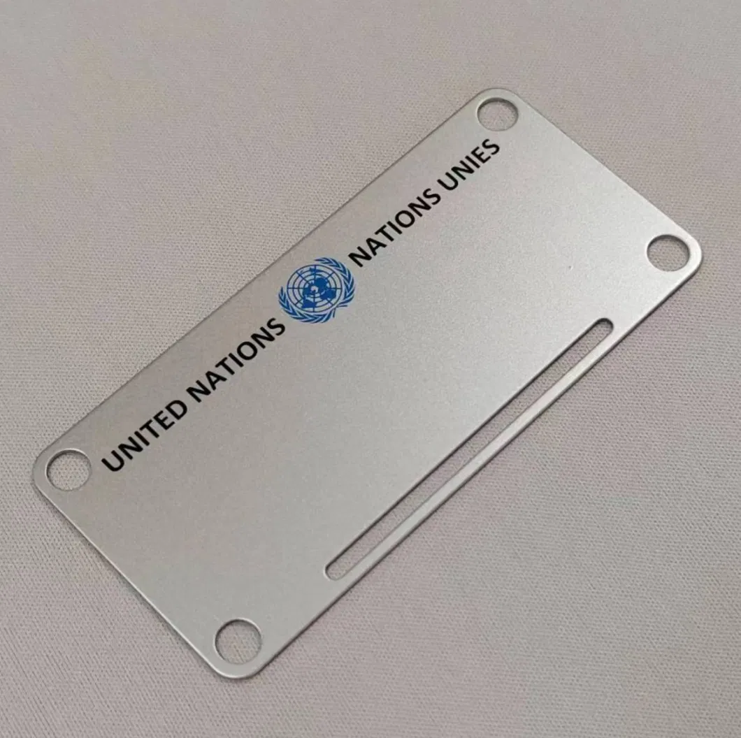 China Factory Custom Nameplate Aluminum Logo Sticker Printing Plate Brushed Metal Sign