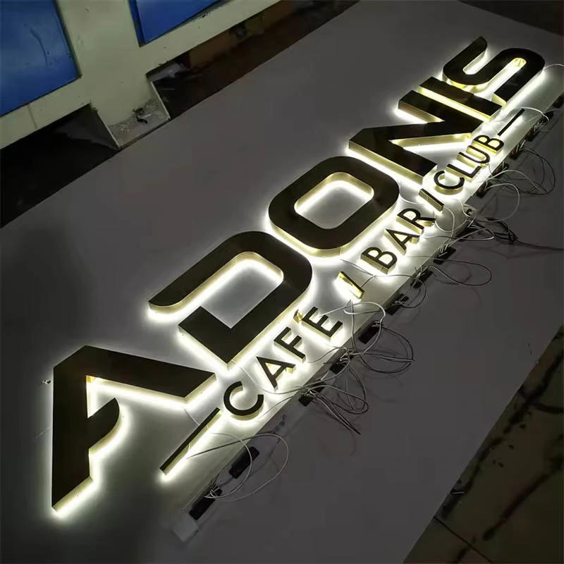 Outdoor Waterproof Golden Metal Backlit LED Letter Sign Wall Light 3D Backlit Logo Signage