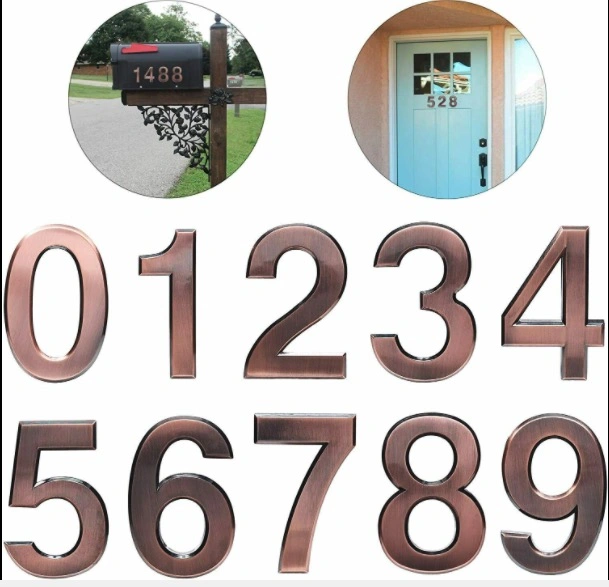 Stainless Steel House Number Address Sign Outdoor Silver 8 Inches Door Signs New (DN-001d)