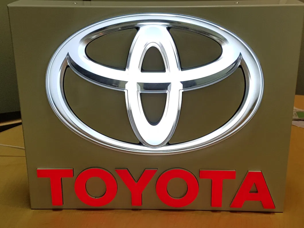 Outdoor Automotive Dealership Sign with Illuminated Logos and Metallic Finish