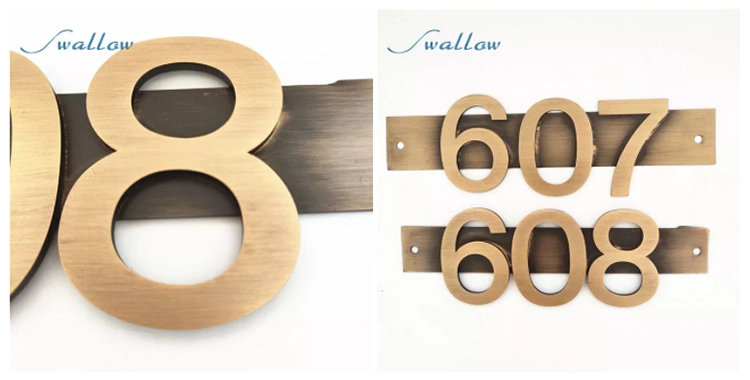 Adhesive Brass Metal Hotel Door Number Plates Villa Apartment Door Number Customized Letters