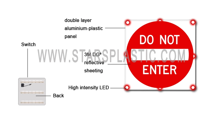 OEM Traffic Warning Directional Sign Edge Lit Reflective Do Not Enter Sign