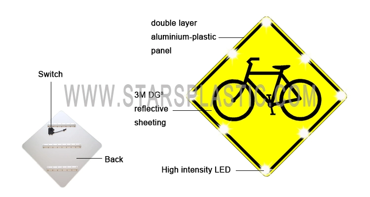 OEM Traffic Warning Directional Sign Edge Lit Reflective Road Bike Lane Sign