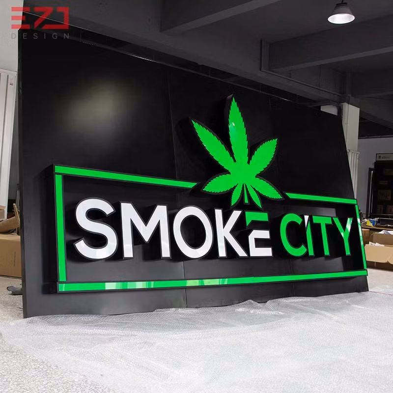 Ezd Custom Outdoor LED Smoke Shop Frontlit Logo Board Sign for Storefront