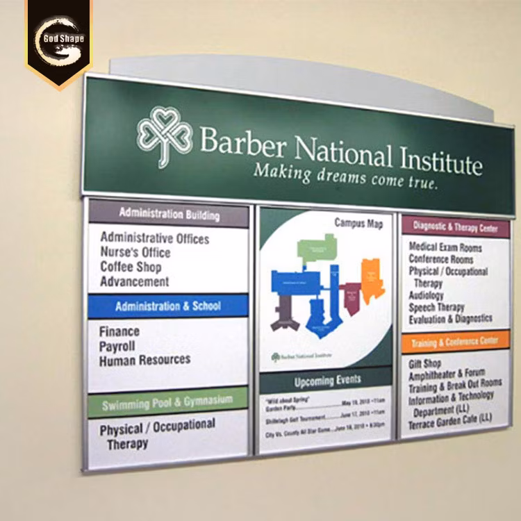Indoor Building Directory Office Sign Wayfinding Aluminum Profile Sign
