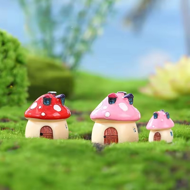 Miniature Resin Moss Micro Landscape Accessories Trinket Mushroom Doll House Castle Decoration