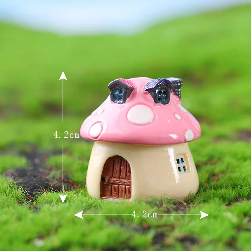 Miniature Resin Moss Micro Landscape Accessories Trinket Mushroom Doll House Castle Decoration