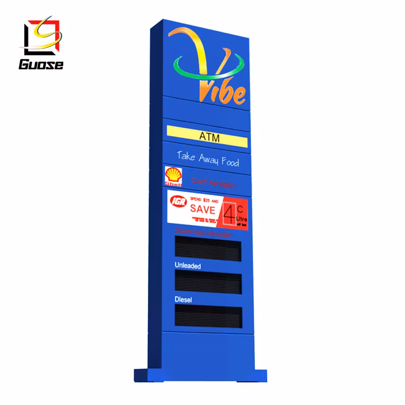 Gas Price Sign LED Outdoor Pylon Sign Steel Board Standing Advertising Steel Structure for Petrol Station Canopies