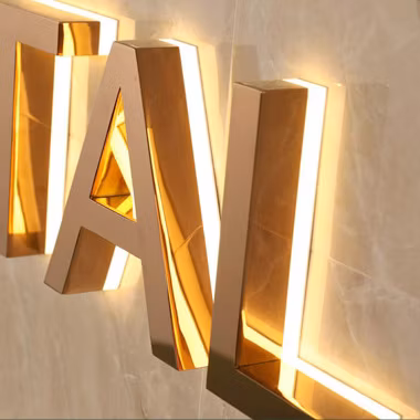 Outdoor Waterproof Company Illuminated 3D Copper Painted Logo LED Sign