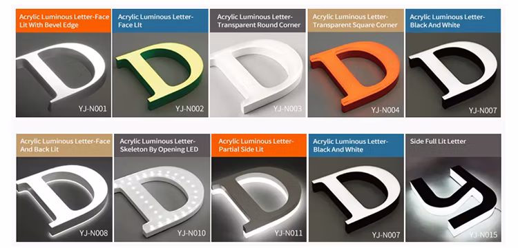 Customized Acrylic Letter LED Face Illuminated Edge Lighting Sign for Storefront Advertising