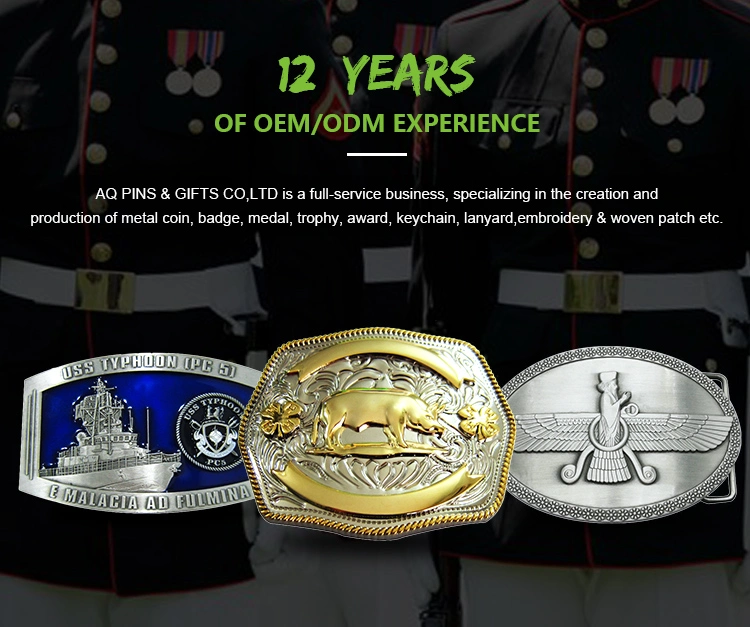 Custom Fashion Design 3D Logo Metal Crafts Gold Military Usn Crafts for Promotional (belt-48)