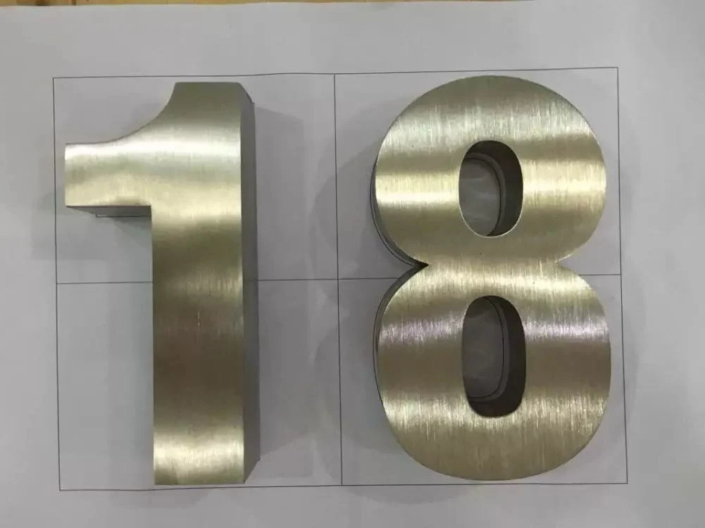 High Quality Pop Advertising Stainless Steel Gold Brush Finished 3D Letters