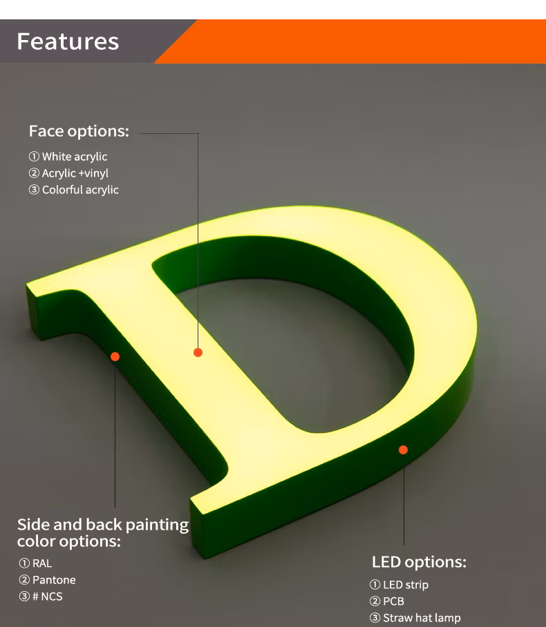 Good Quality Crystal Acrylic 3D LED Facelit Logo Sign Letter