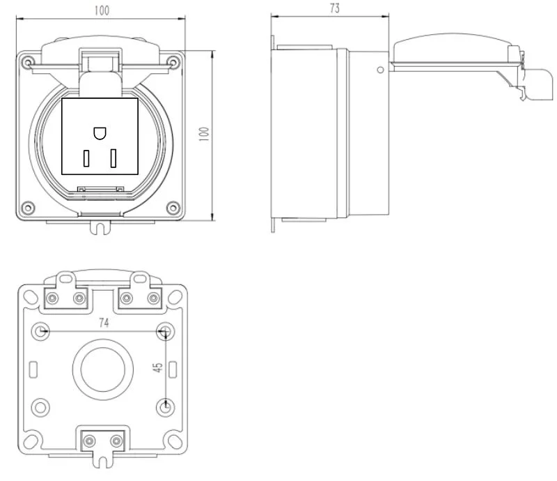 15A Us Weatherproof Single Socket