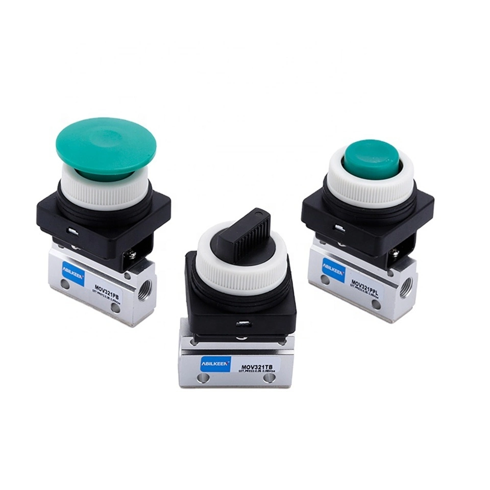 High Quality MOV Series MOV321ppl 1/8 Thread Size Protruding Button Mechanical Pneumatic Valve Handheld Mechanism