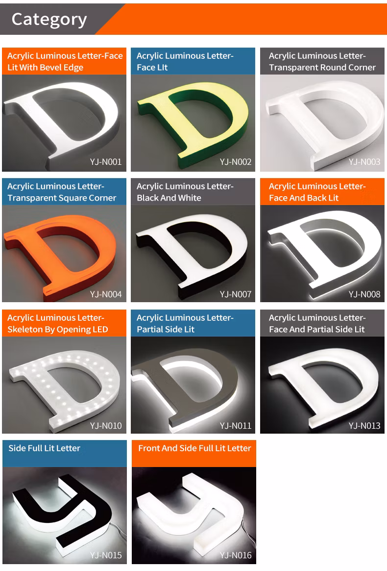 Good Quality Crystal Acrylic 3D LED Facelit Logo Sign Letter