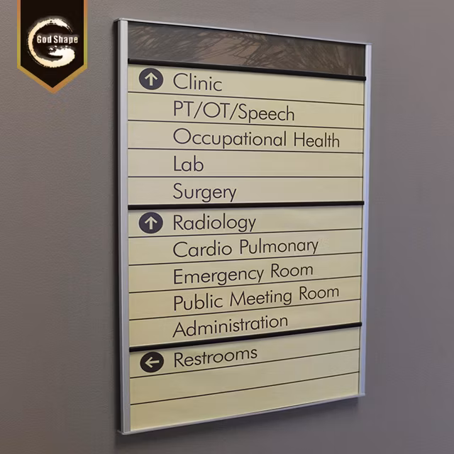 Curved Aluminum Plate Indoor Building Wayfinding Direction Sign