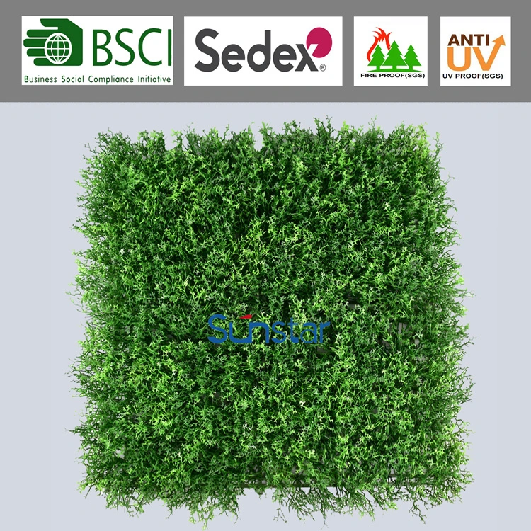 Artificial Moss Grass Hedge Panel 50X50cm Plastic Green Wall Indoor Outdoor Plants for Home Decoration (51281)