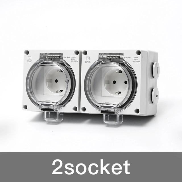 16A Euro IP66 Weatherproof Double Socket