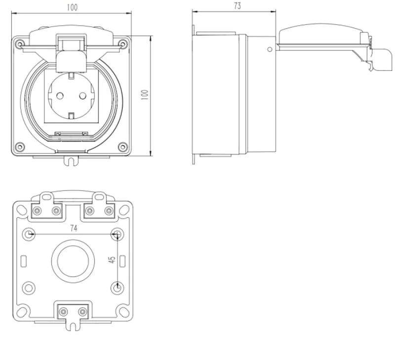 16A IP66 Single Weatherproof Euro Socket