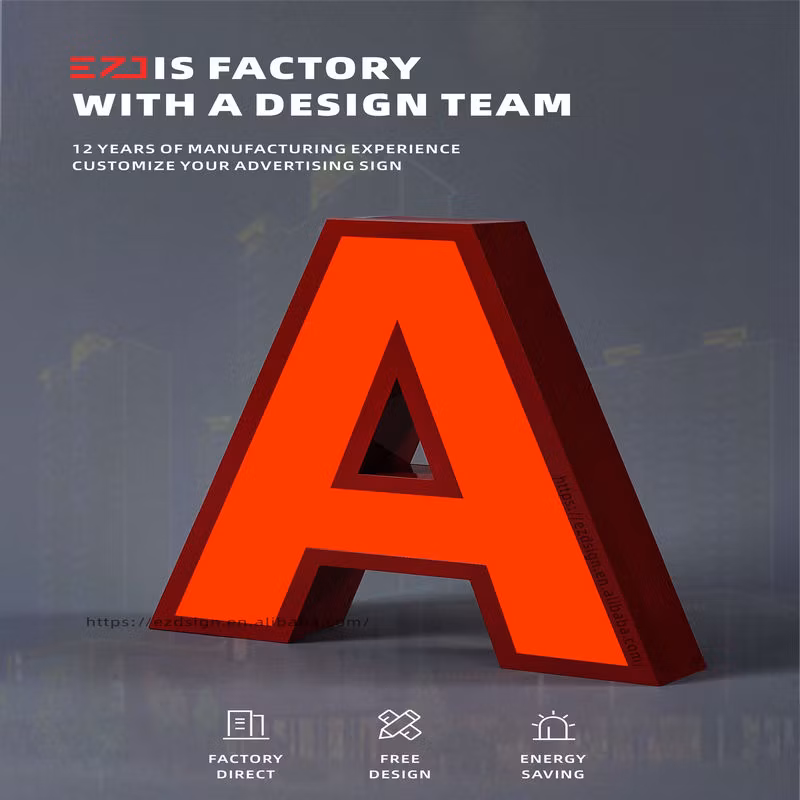 Ezd Personalized Glowing Acrylic Face-Lit Illuminated LED Outdoor Signs for Building