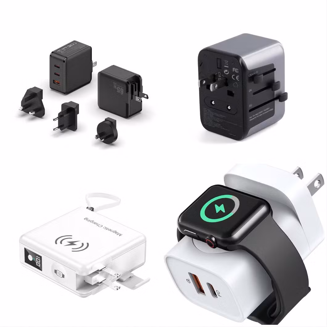 Portable Retractable Dual Type-C Ports 35W 40W 50W Fast Charger UK Us EU Plug Power Adapter Pd 20W QC 3.0 GaN Wall Charger for Sam-Sung