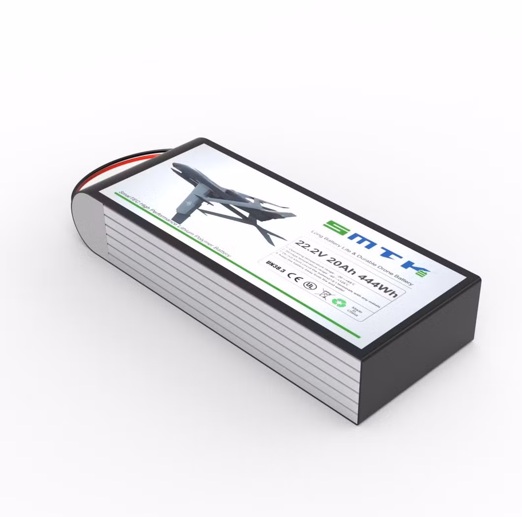 17 Years Smartec Factory High Discharge Rate &amp; Fast Charging Power 6s 22.2V Lithium Polymer Battery 20ah Large Reconnaissance Drone Battery Built-in Smart BMS