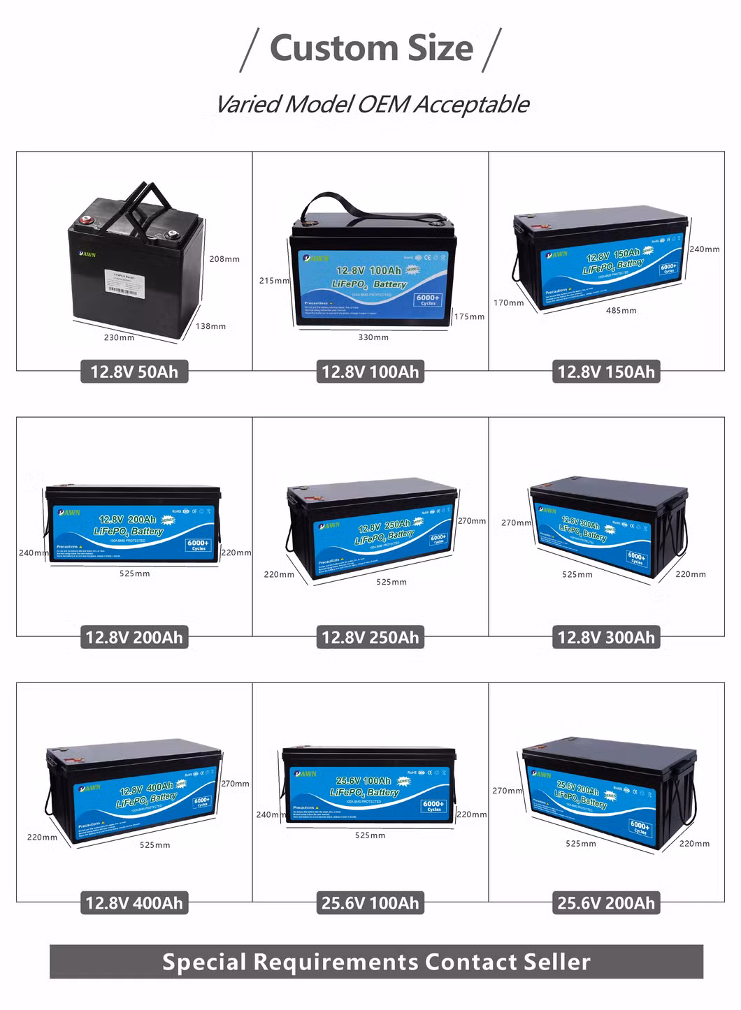 Popular 12V 24V 100ah 200ah 300ah 400ah Lithium Iron Phosphate Lithium Ion Batterie Valise LiFePO4 Cells Battery for RV/Yacht/Solar System/Golf Carts/Forklift