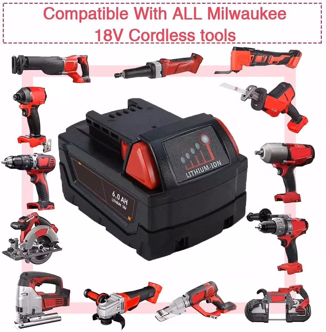 Rechargeable High Output 6000ah M-18 Battery Replacement for Milwaukee 18V Battery Lithium 48-11-1850 48-11-1862