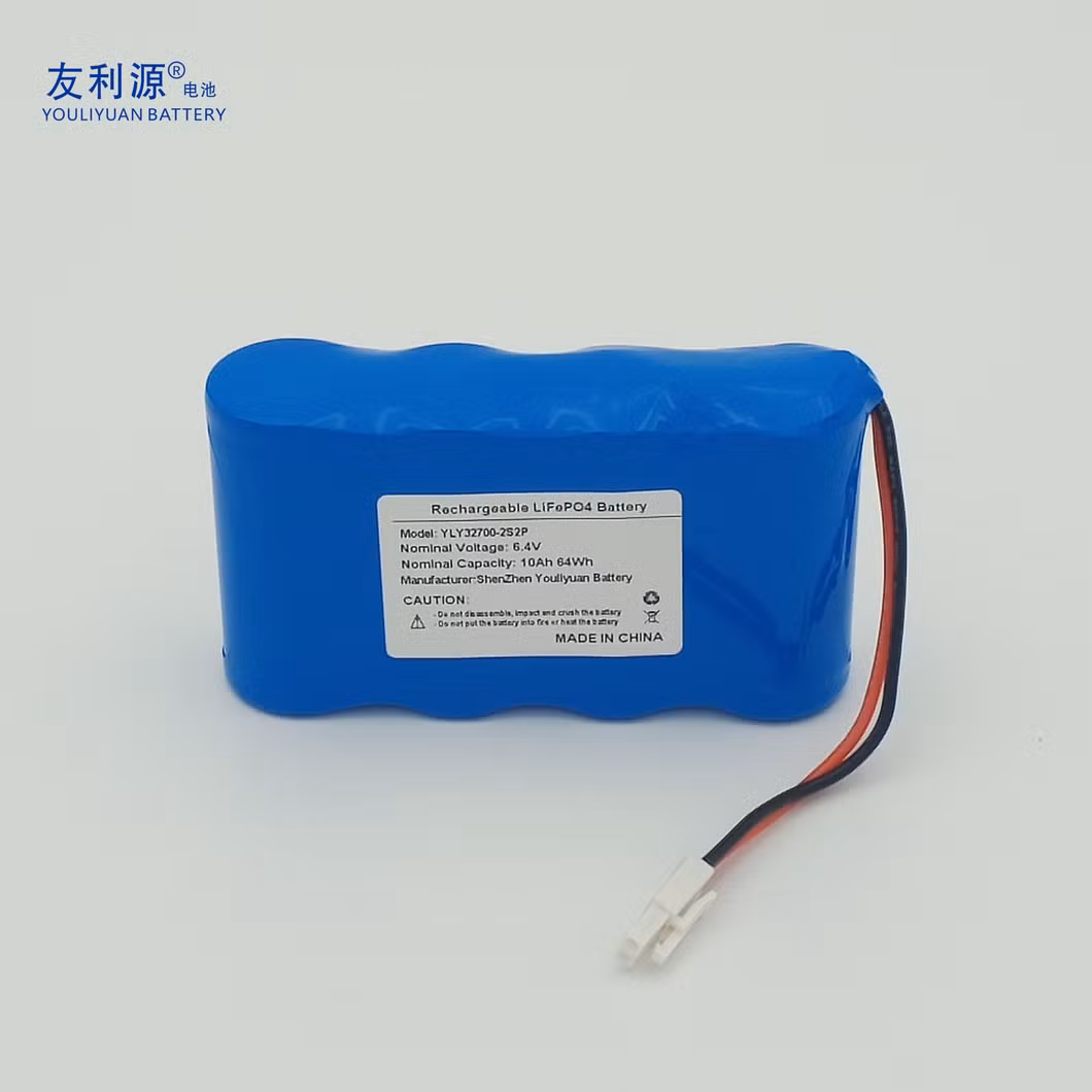 Factory Bis Certificate Rechargeable LFP Battery with 32700 6.4V 10ah 64wh Lithium Battery for Power Storage