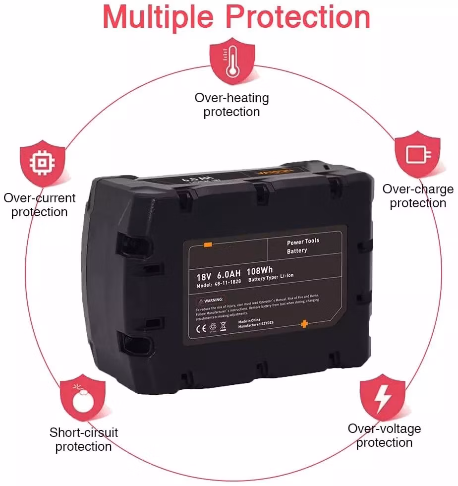 Rechargeable High Output 6000ah M-18 Battery Replacement for Milwaukee 18V Battery Lithium 48-11-1850 48-11-1862