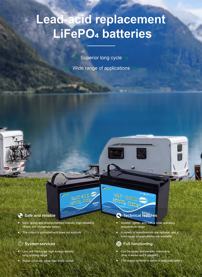 Popular 12V 24V 100ah 200ah 300ah 400ah Lithium Iron Phosphate Lithium Ion Batterie Valise LiFePO4 Cells Battery for RV/Yacht/Solar System/Golf Carts/Forklift