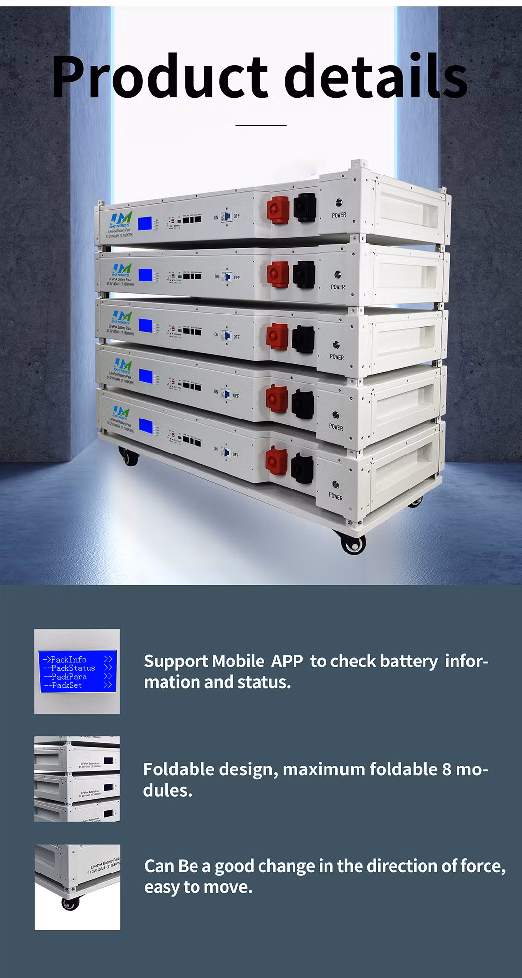 Functional OEM Service Stackable 51.2V 140ah Lithium Ion Battery Energy Storage Battery for Homes LiFePO4 Solar Battery 48V