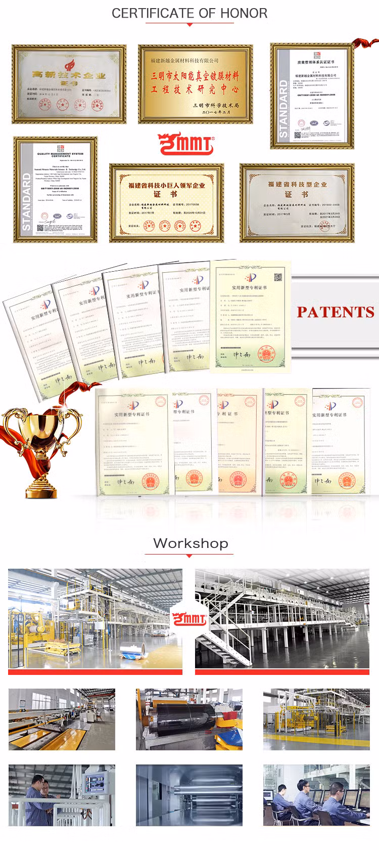 Thermal Collector Solar Thin Film PVD Coating 0.3 0.4